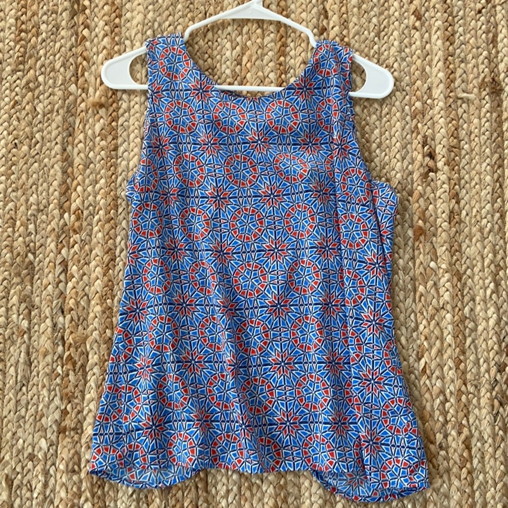 J.crew Factory red, white and blue open back tank top.